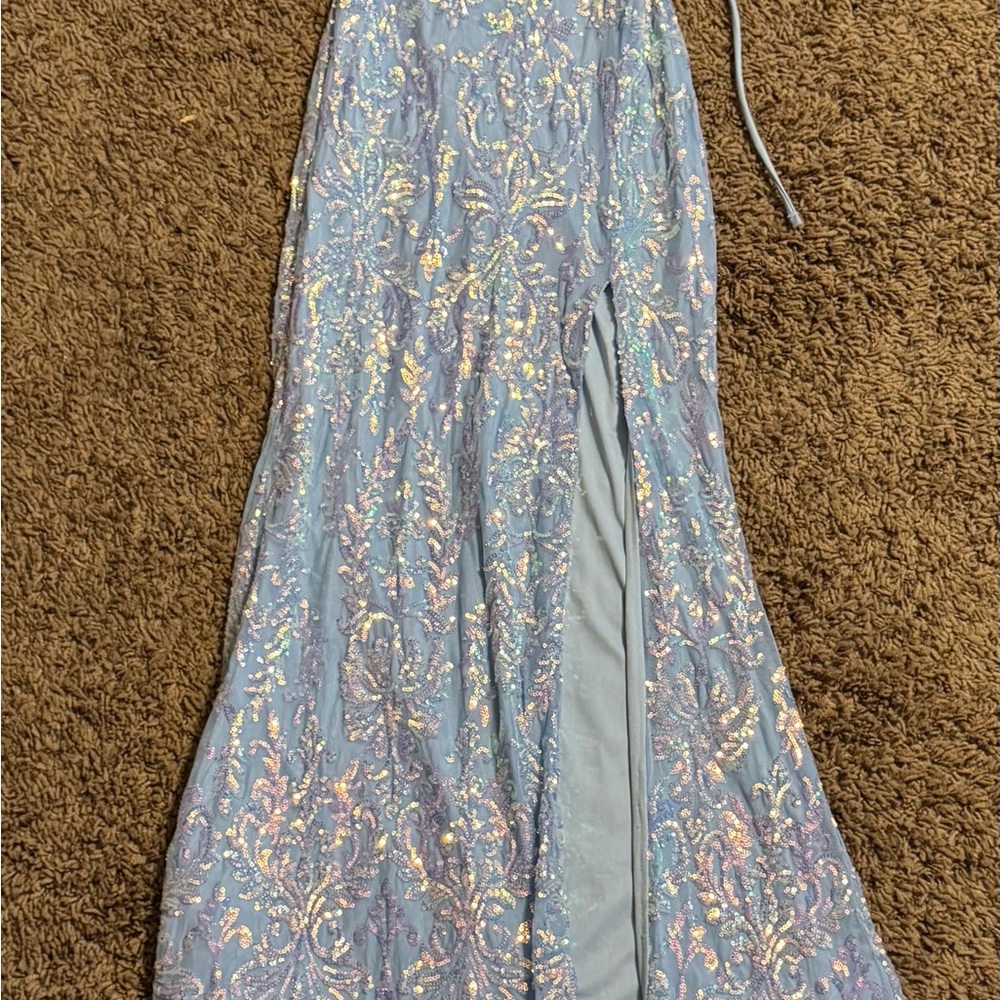 Elegant Blue Sequin Gown